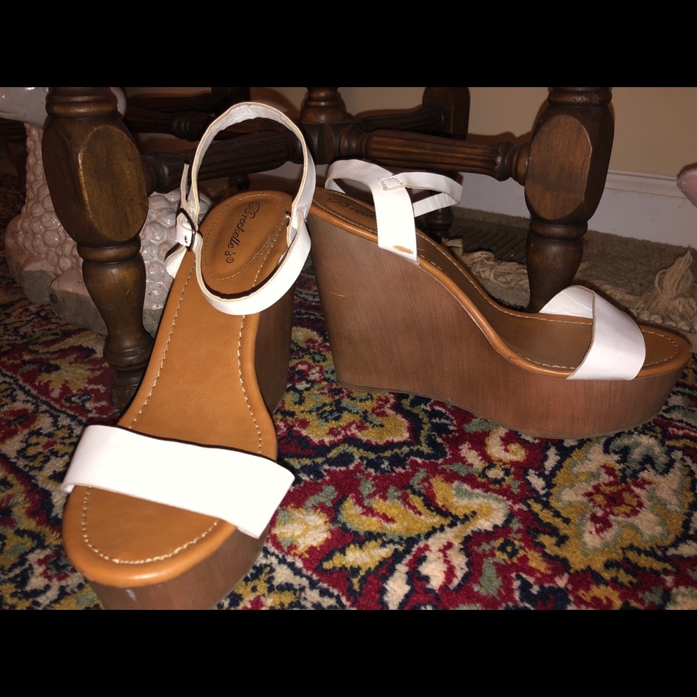 White Wedge Heels